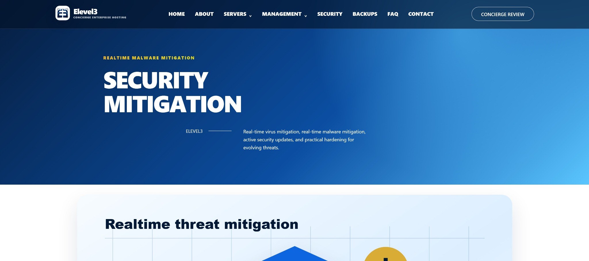 Elevel3 security mitigation page screenshot