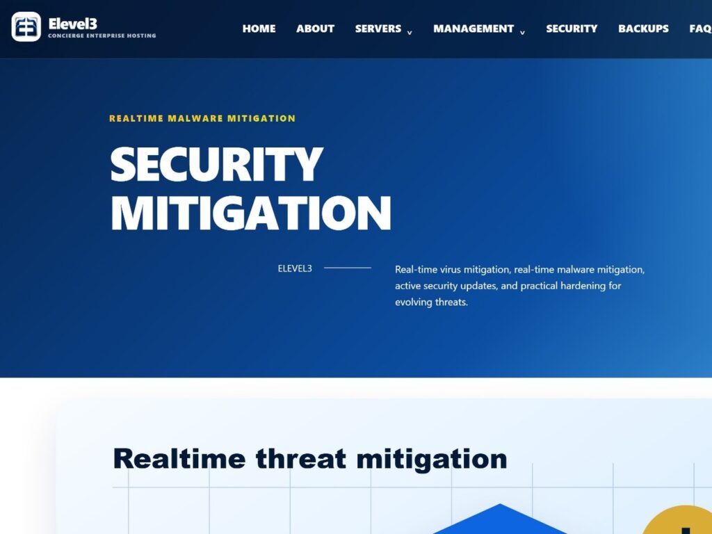 Elevel3 Concierge Enterprise Server Management & Hosting Website website preview