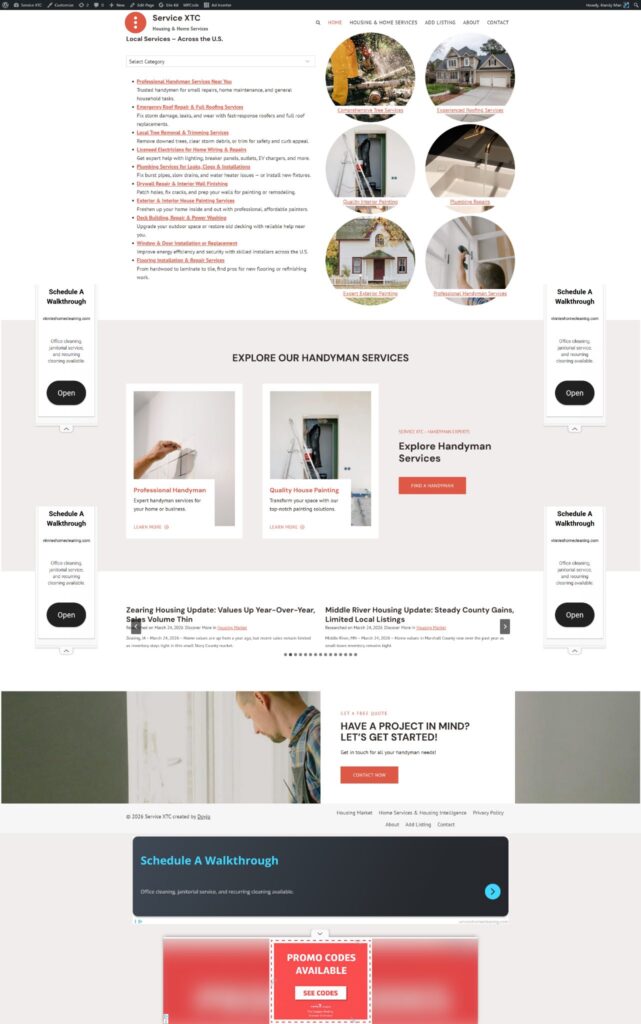 Service XTC Housing & Home Services Directory Platform website preview