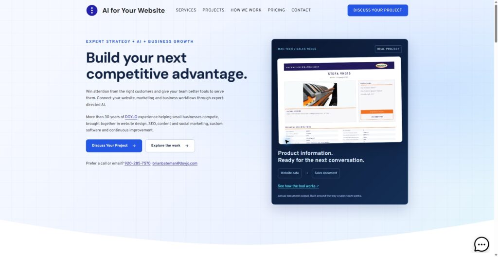 AI for Your Website Small Business AI Solutions Landing Site current desktop website with original presentation preserved