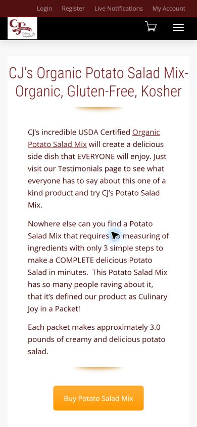 Cjs Premium Spices current mobile website after optimization