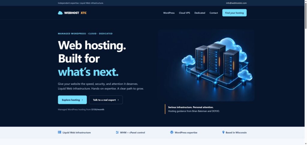 WebHostXTC: Managed Hosting & Custom Plan Builder website preview